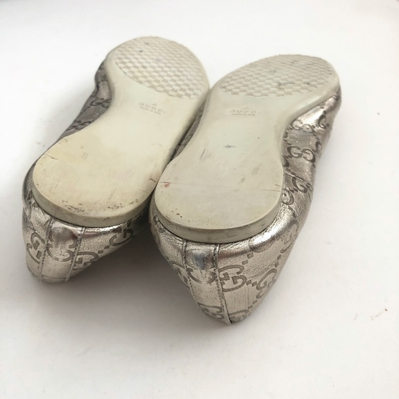 GUCCI Metallic Gold Guccissima Leather Ballet Flats - Picture 13 of 16